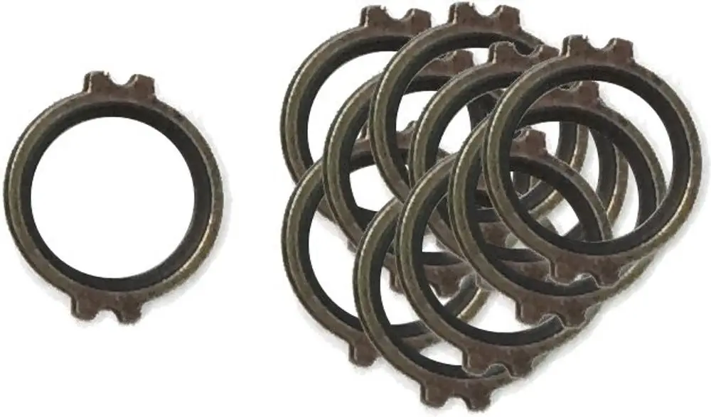 Mehrere Dichtungsringe von Bosch in Bronze mit schwarzem Gummi. Die Ringe haben eine spezielle Form mit zwei seitlichen Kerben.